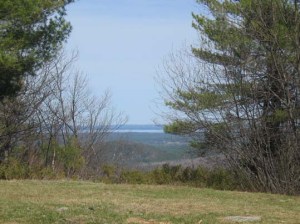 view of Sebago Lake from the summit of Sawyer Mountain